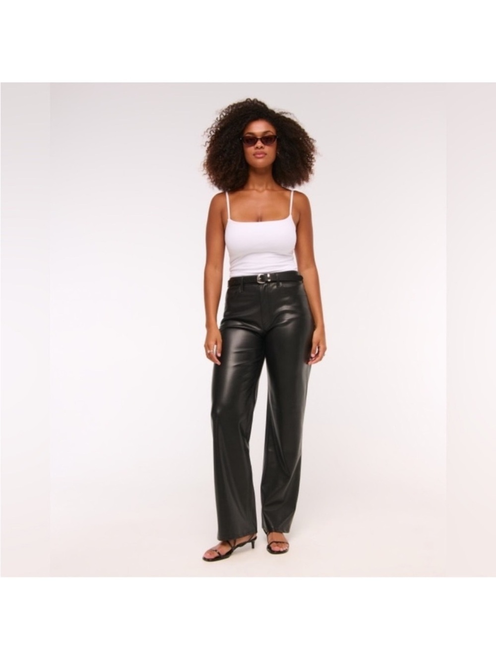 Abercrombie & Fitch Curve Love Ultra High Rise 90s Straight Vegan Leather Pant